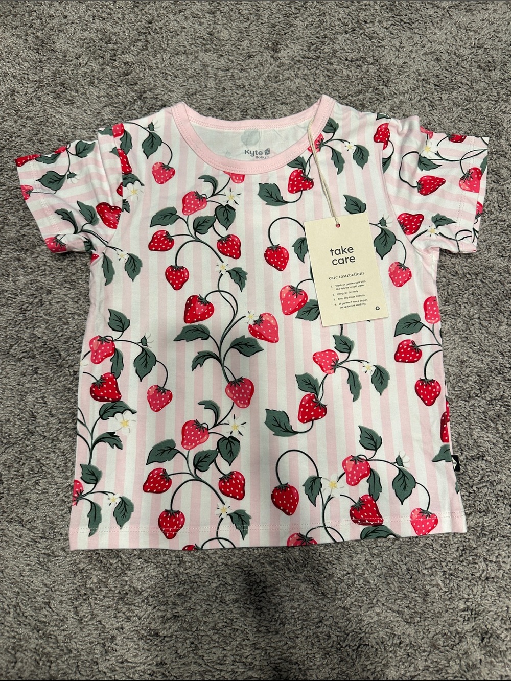 Kyte BABY Pink Strawberry Stripe Short Sleeve Tee
